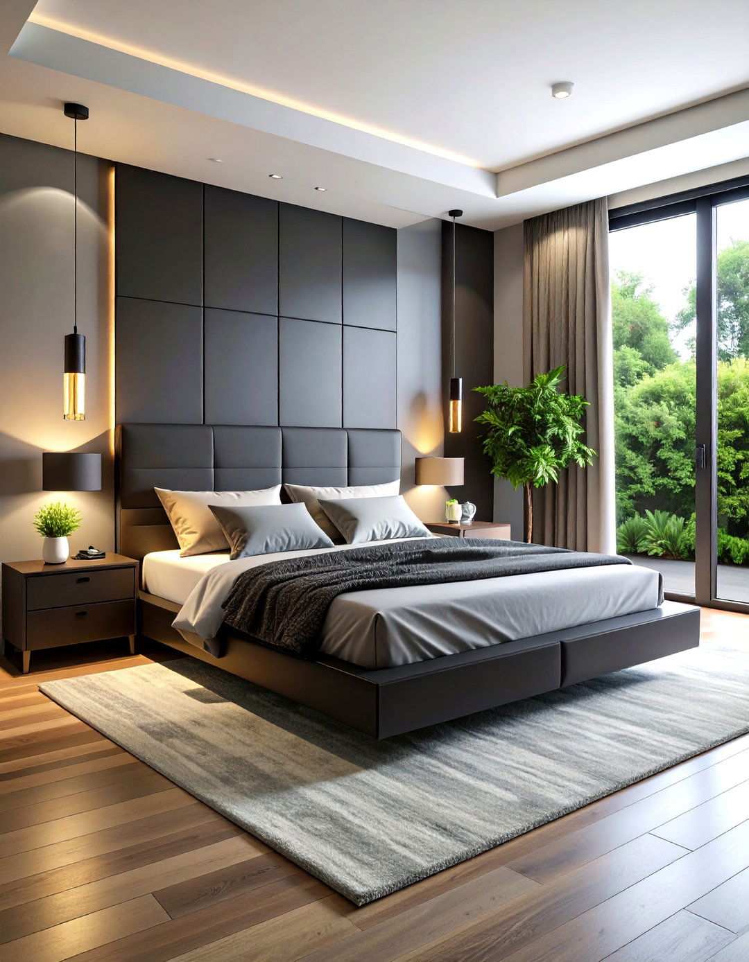 Black Minimalist Floating Headboard Contemporary Clean - 20 Black Headboard Bedroom Ideas