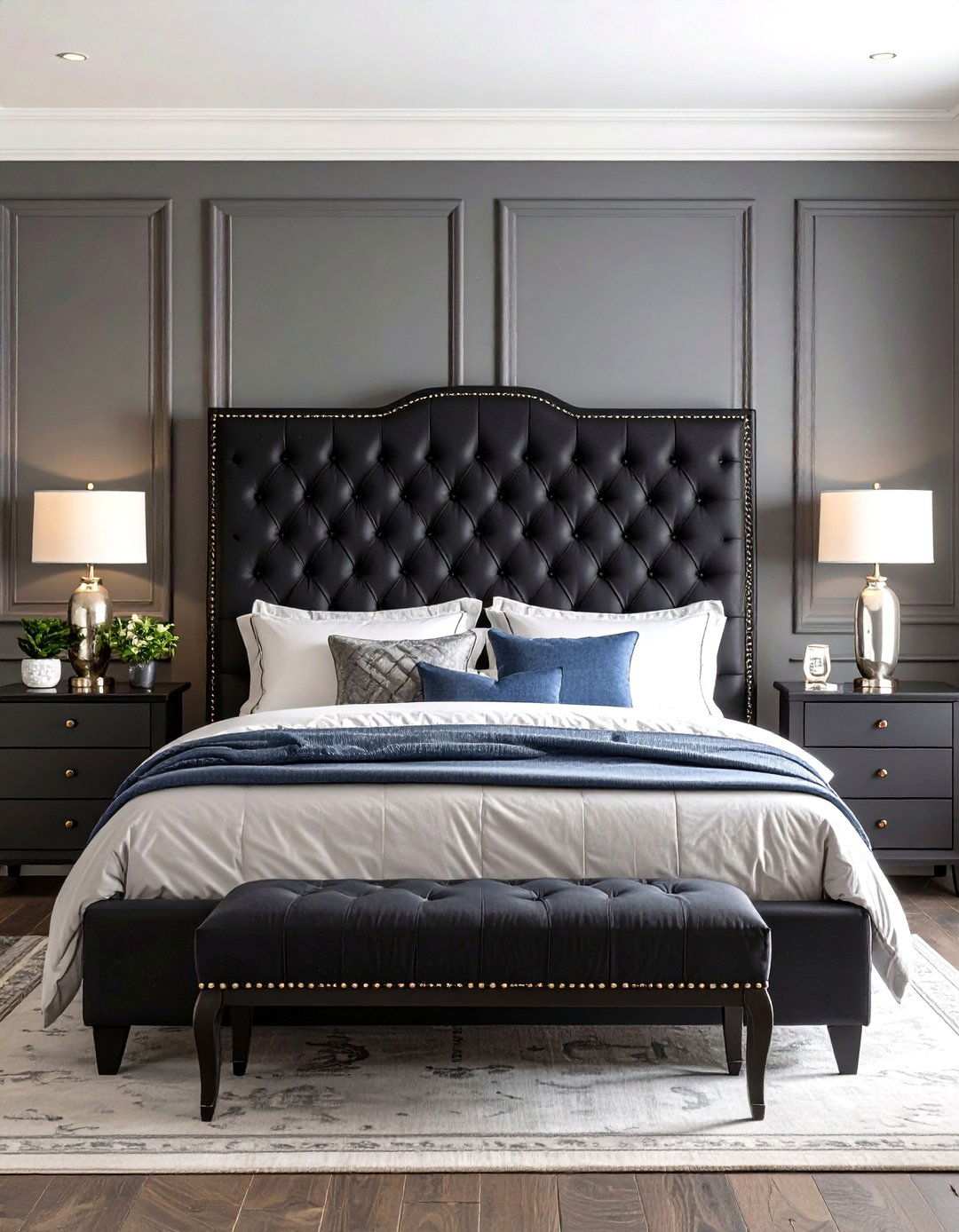 Black Nailhead Trim Headboard Classic Sophistication - 20 Black Headboard Bedroom Ideas