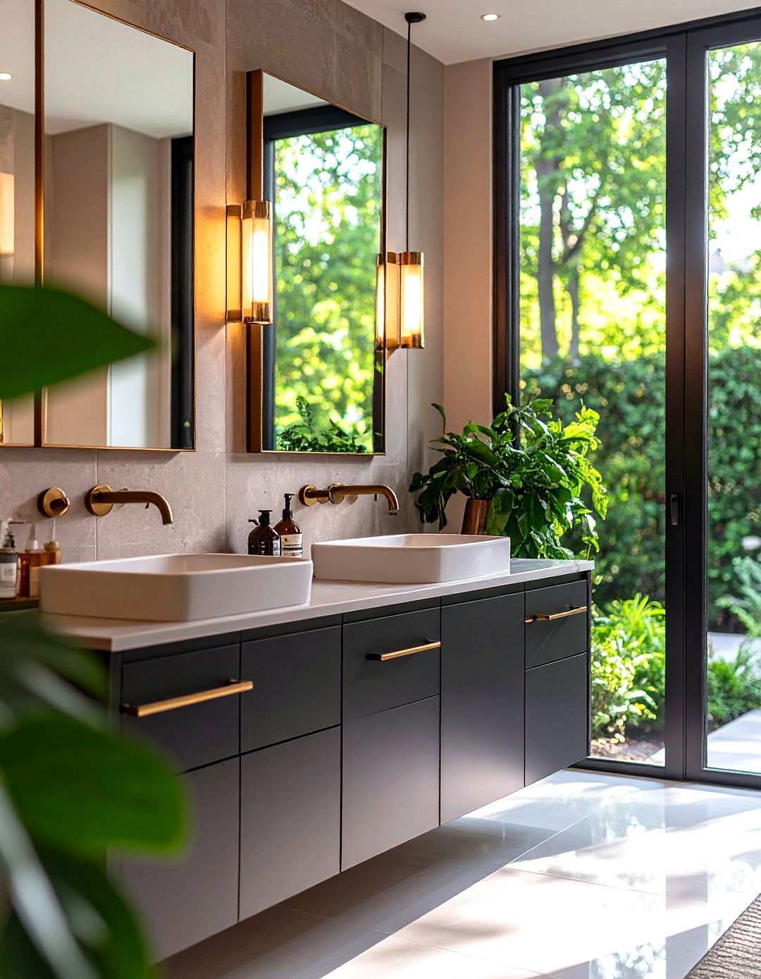 Black Powder Room with Mixed Metal Hardware - 20 black powder room ideas