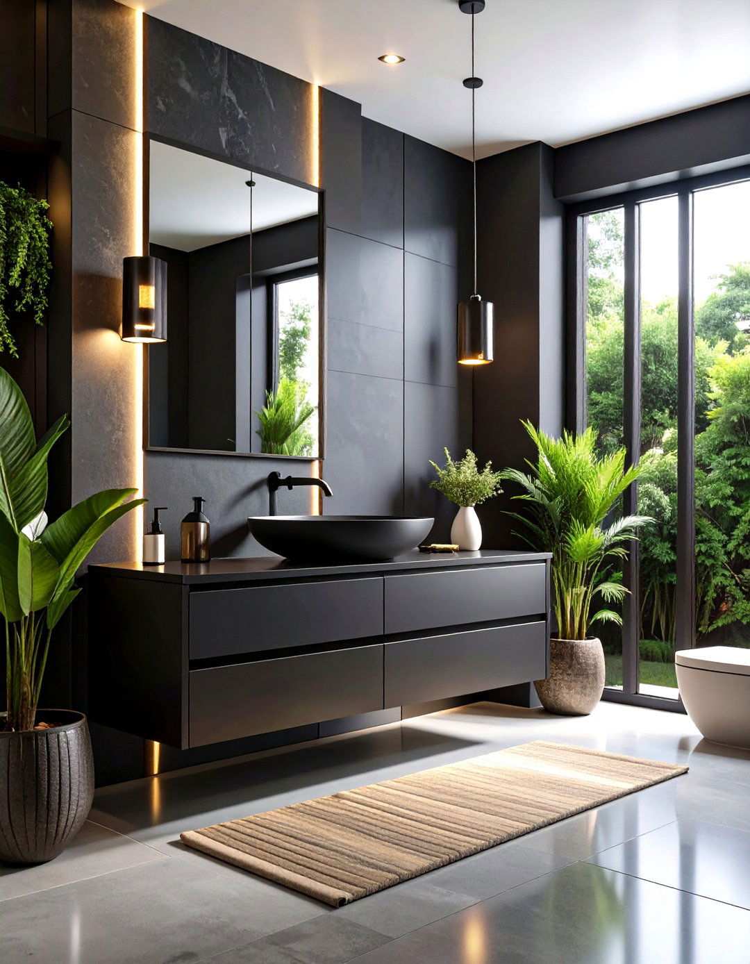 Black Powder Room with Modern Minimalist Approach - 20 black powder room ideas