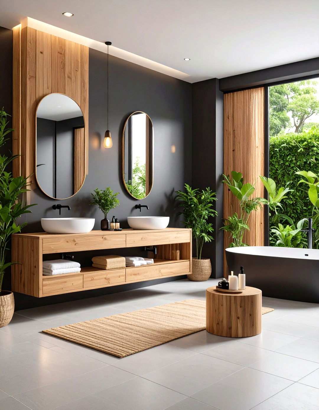 Black Powder Room with Spa Inspired Elements - 20 black powder room ideas