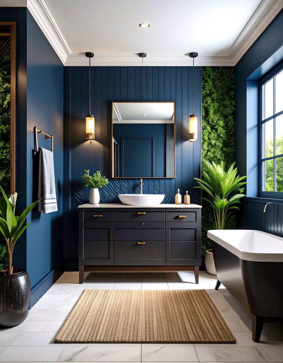 Black Powder Room with Textured Wall Treatments - 20 black powder room ideas