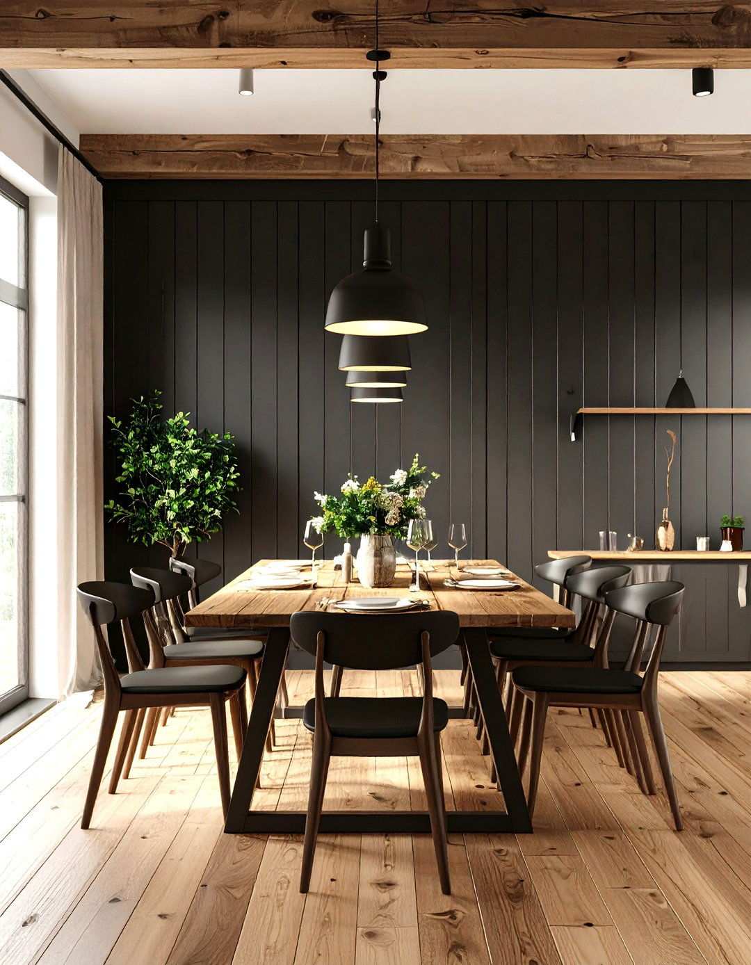 Black Shiplap Black Accent Wall Dining Room - 20 Black Accent Wall Dining Room Ideas