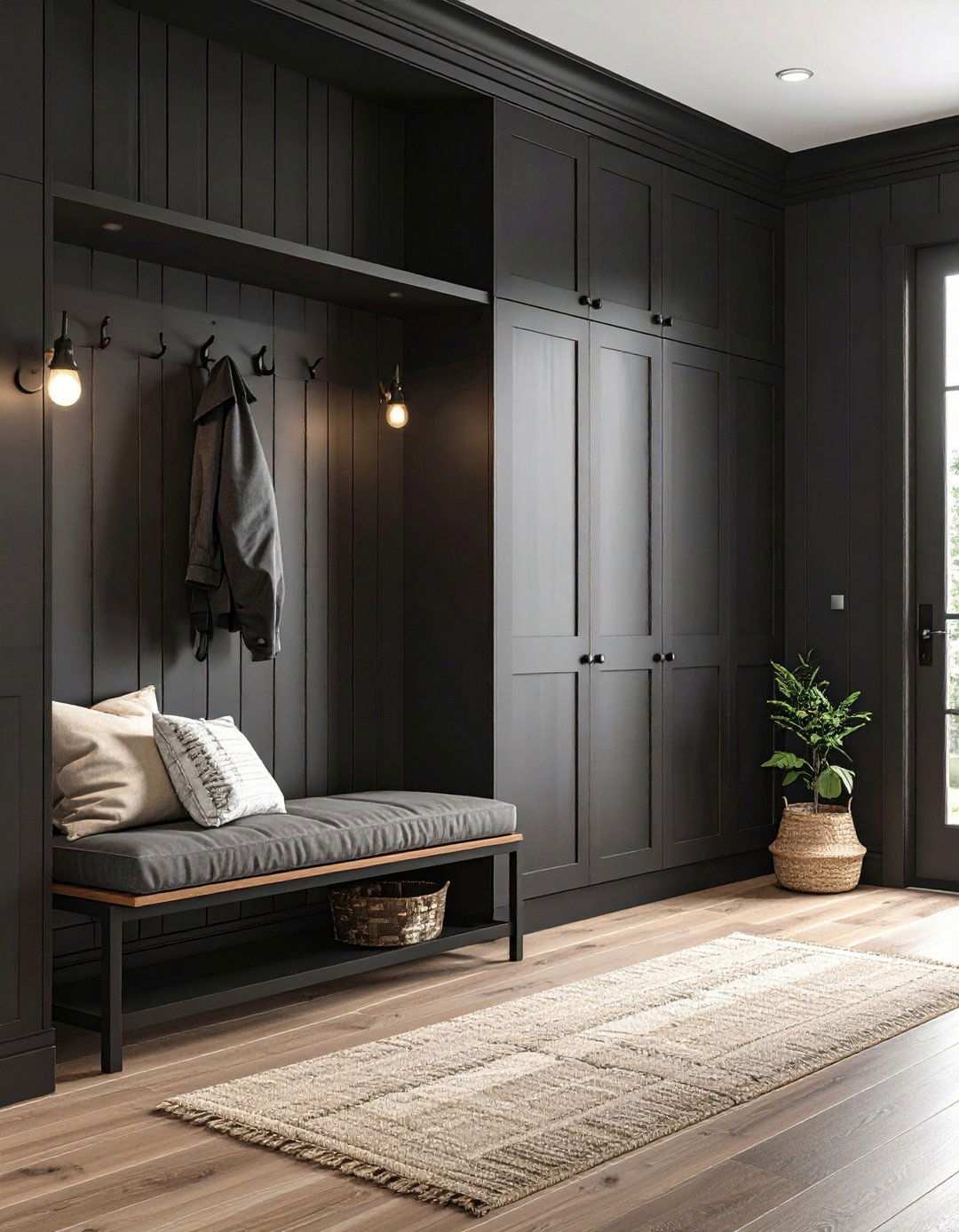 Black Shiplap Mudroom Durability - 20 Black Shiplap Wall Ideas