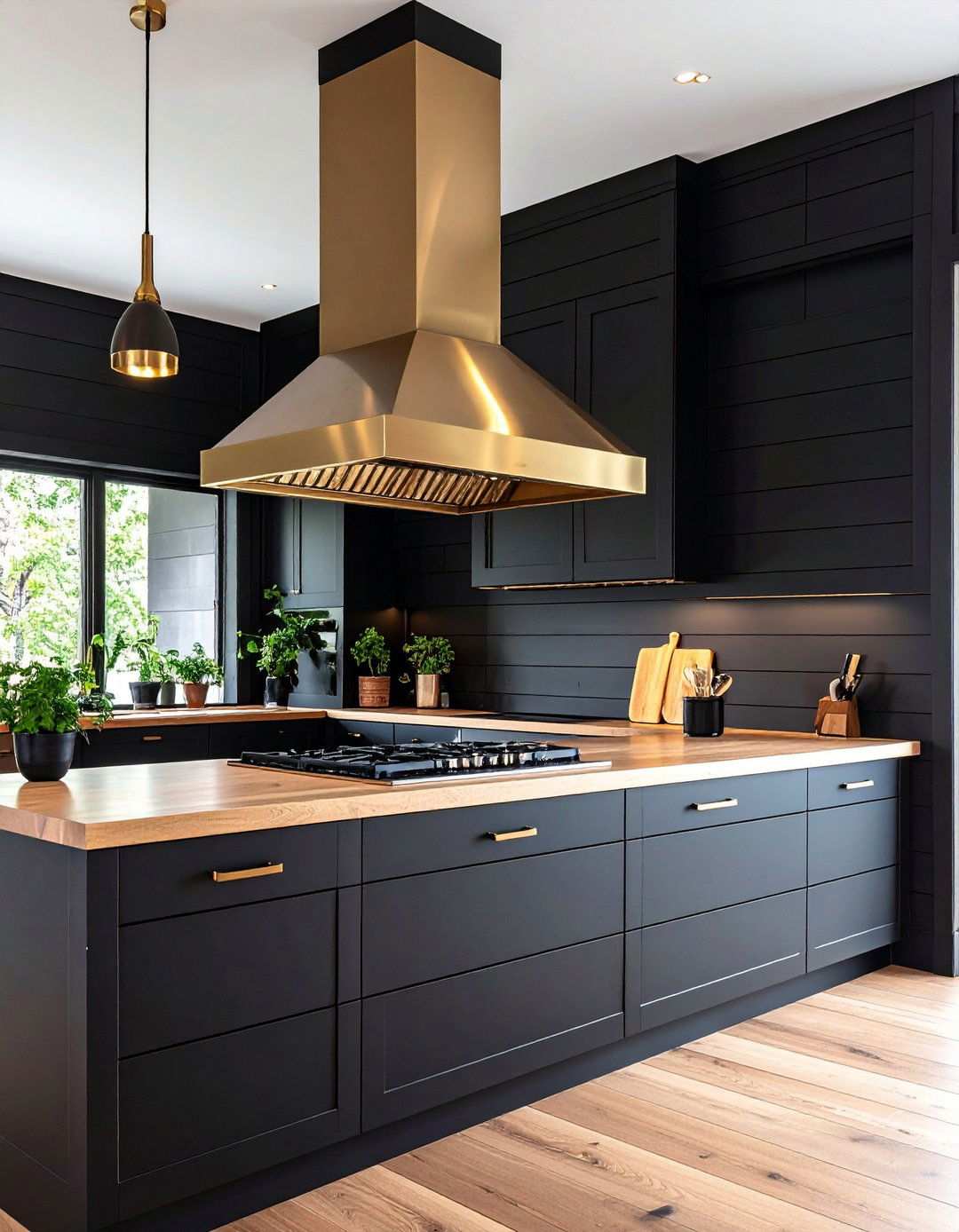 Black Shiplap Range Hood Accent - 20 Black Shiplap Wall Ideas