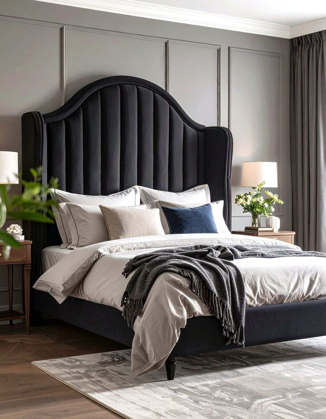 Black Wingback Headboard Dramatic Presence - 20 Black Headboard Bedroom Ideas