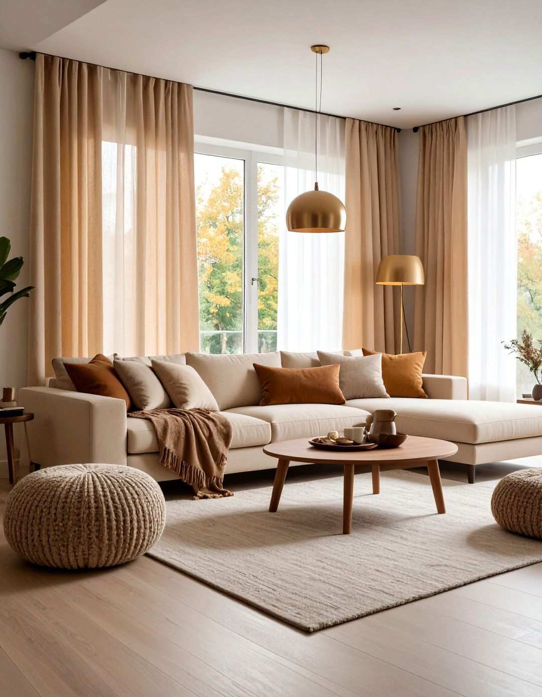 Blend Mixed Neutrals Around a Beige Couch - 20 Beige Couch Living Room Ideas