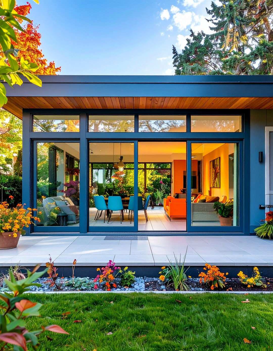 Blur Boundaries Using Folding Glass Doors - 20 Aesthetic House Exterior Ideas