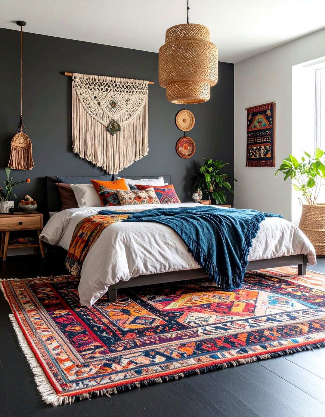 Boho Pattern Play Lifts the Mood - 20 Black Floor Bedroom Ideas