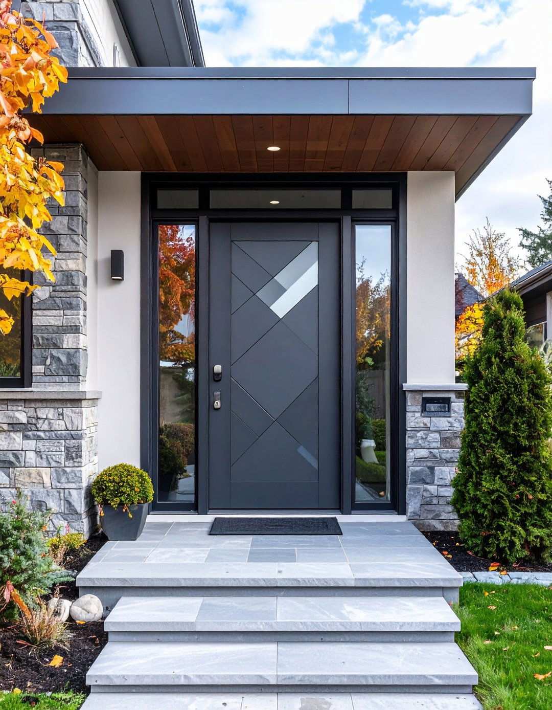 Bold Geometric Entry Doors - 20 1980s House Exterior Ideas