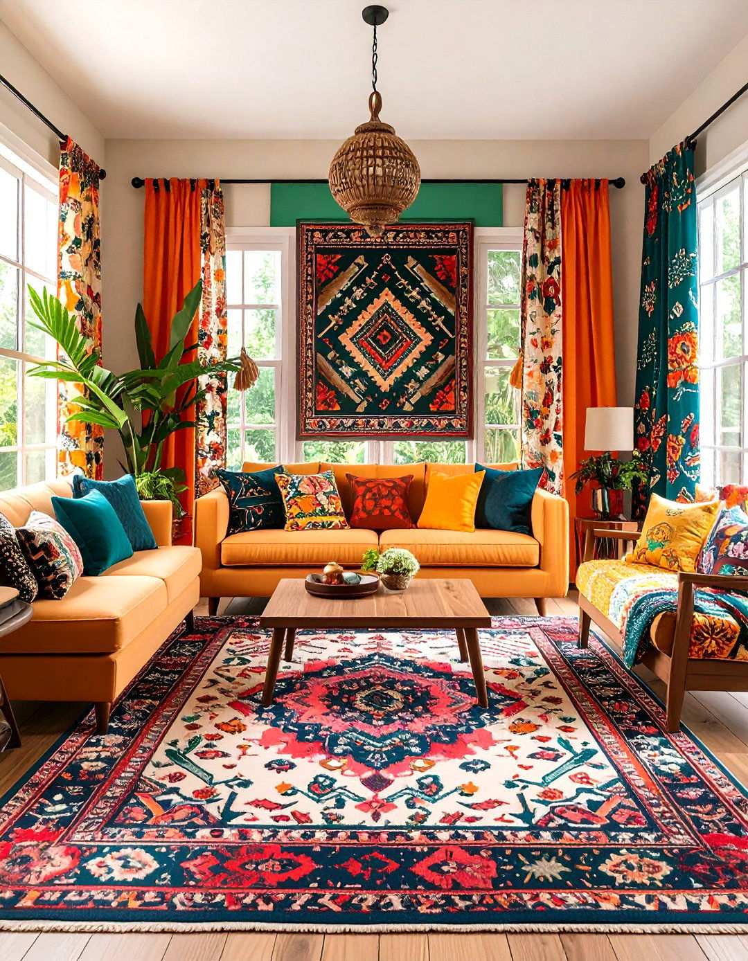 Bold Pattern Mixing Living Room Style - 20 Aesthetic Living Room Ideas