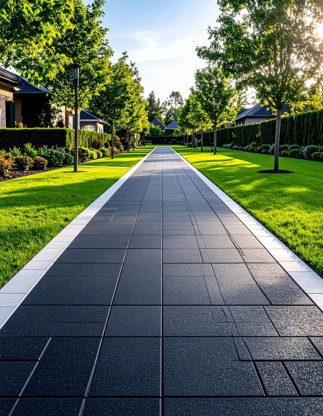 Bordered Asphalt Walkways with Decorative Edging - 20 Asphalt Walkway Ideas