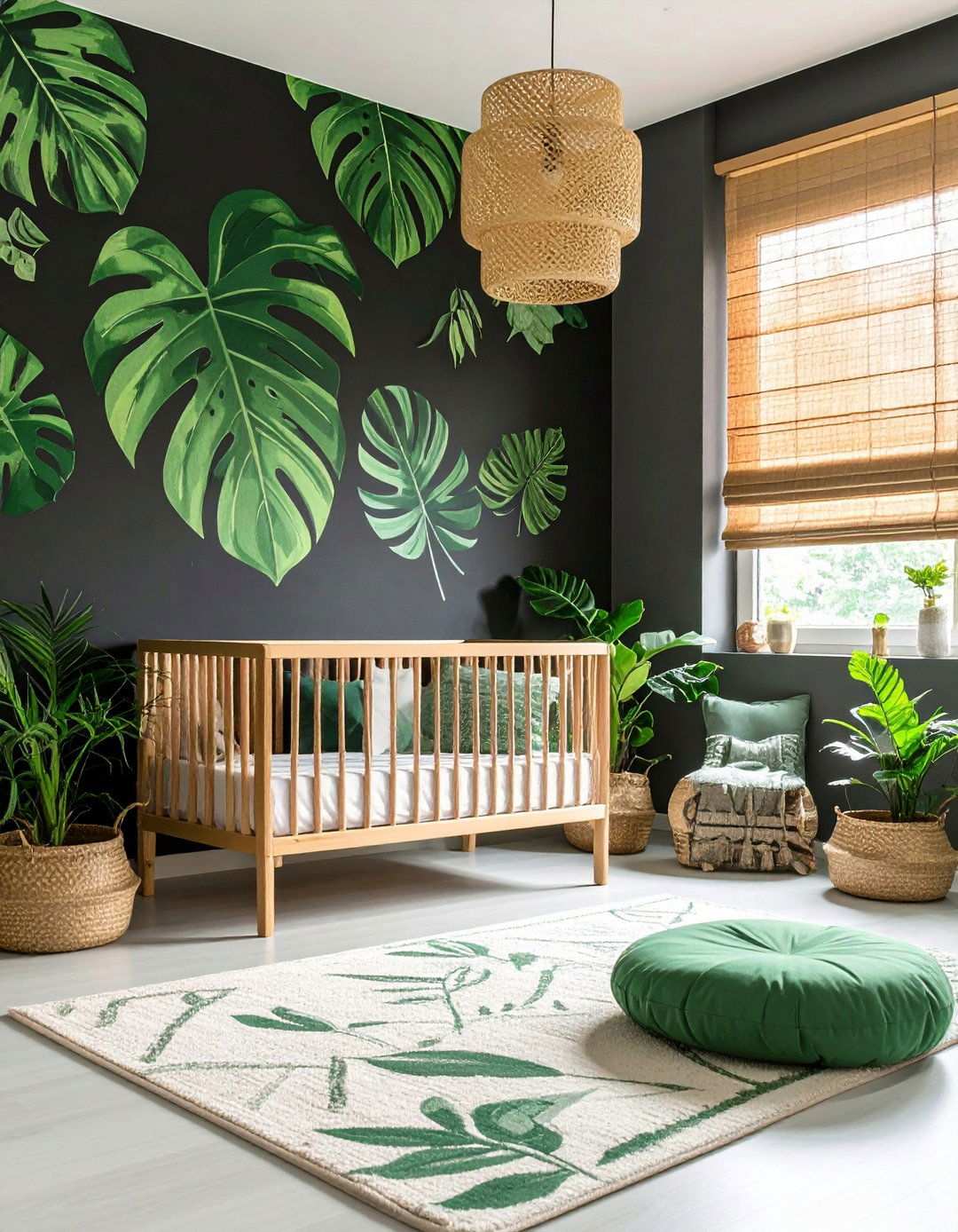 Botanical Black Backdrop Nursery - 20 Black Nursery Ideas