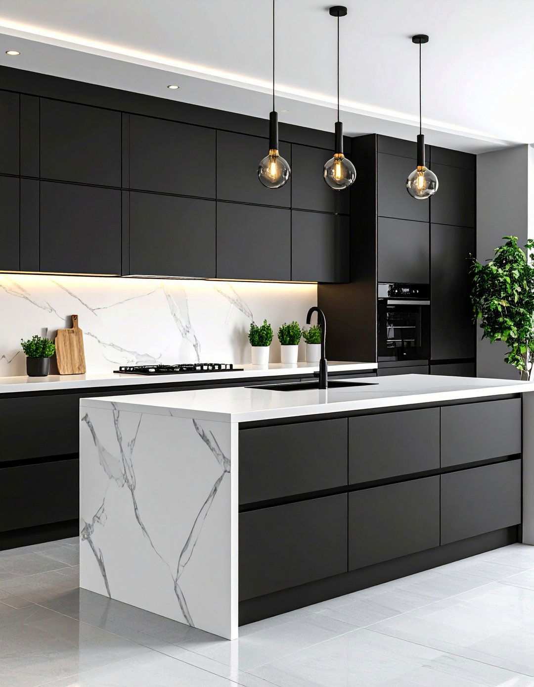 Budget and Resale Value of Black Kitchen Cabinets - 20 Black Kitchen Cabinets With White Countertops