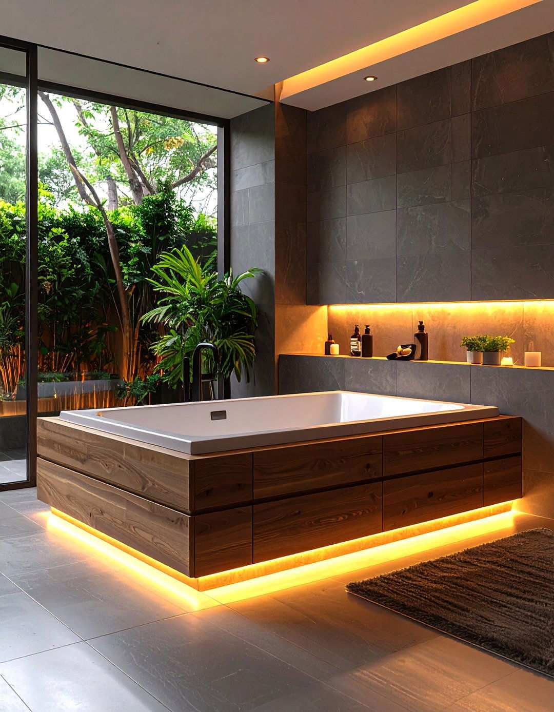 Built In Bathtub with Concealed Storage Ledge - 20 Bathtub Ideas