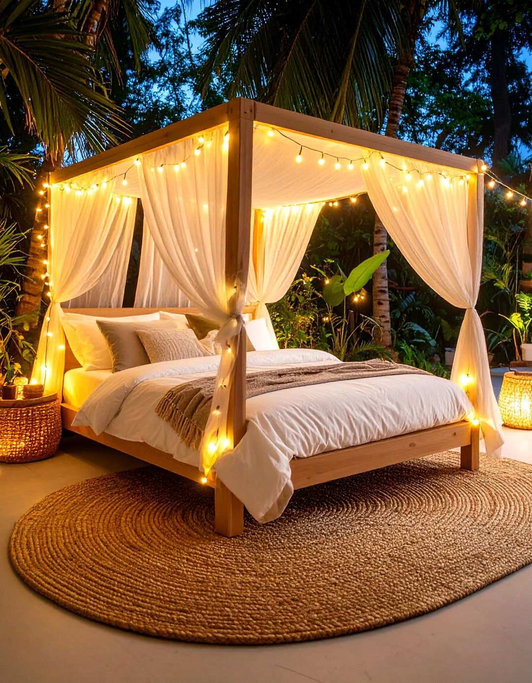 Cabana Style Canopy Bed Creates Resort Ambience in a Beach Bedroom - 20 Beach Themed Bedroom Ideas