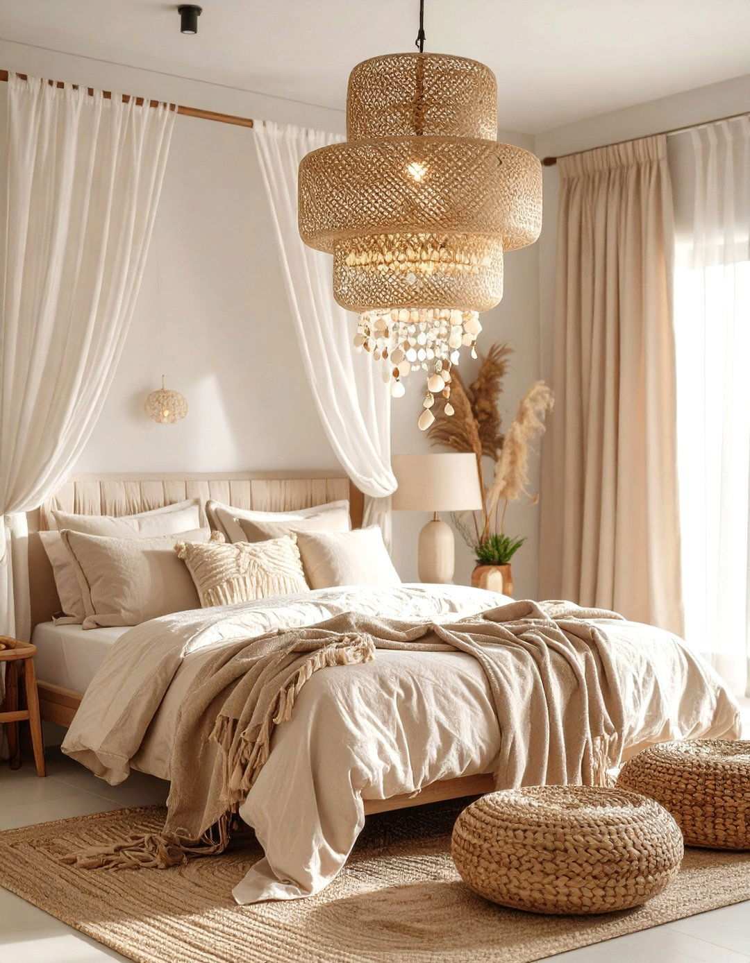 Capiz Shell Cascade Chandelier Creates Coastal Dream - 20 Bedroom Chandelier Ideas