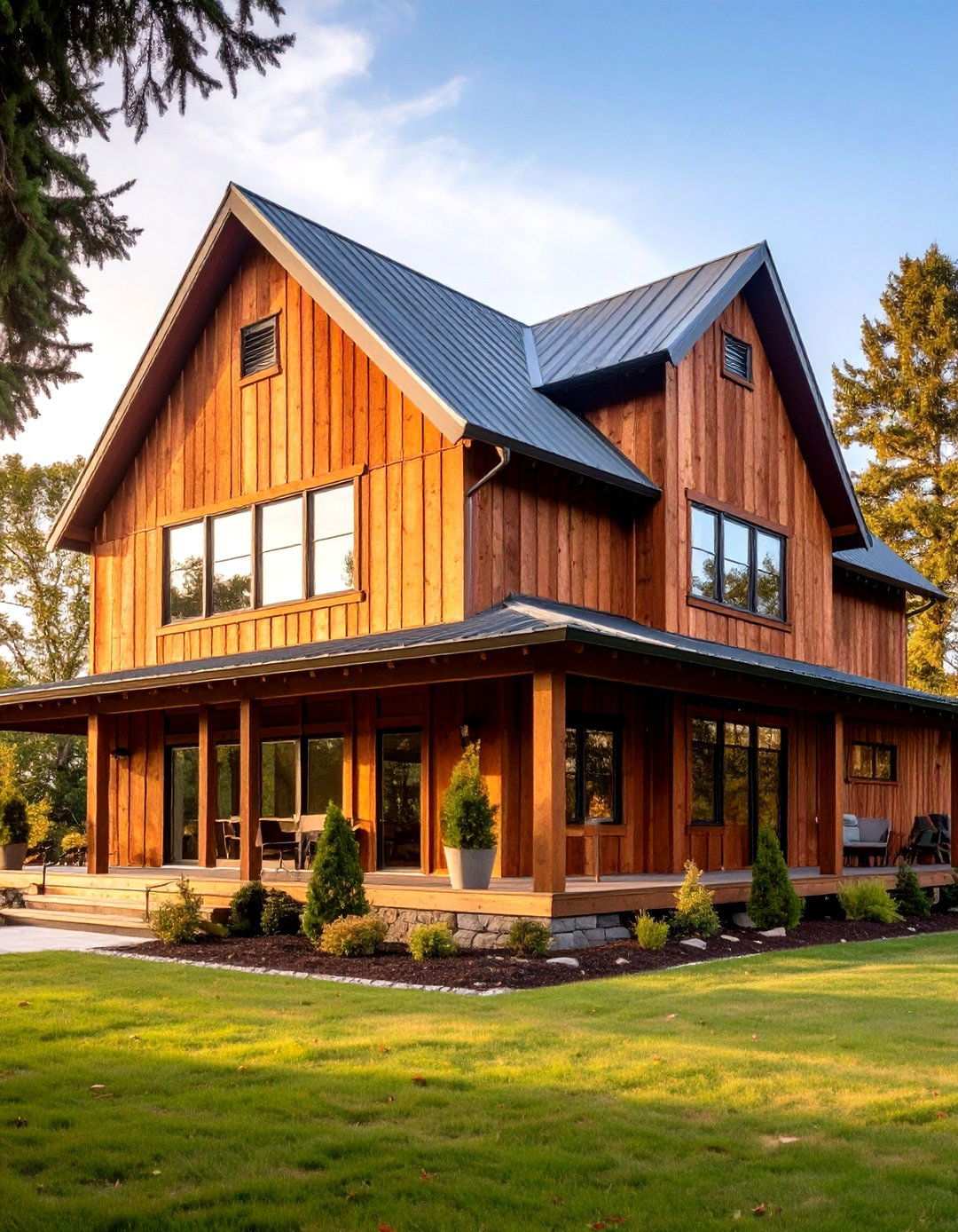 Cedar and Metal Contrast Barn House - 20 Barn House Exterior Ideas