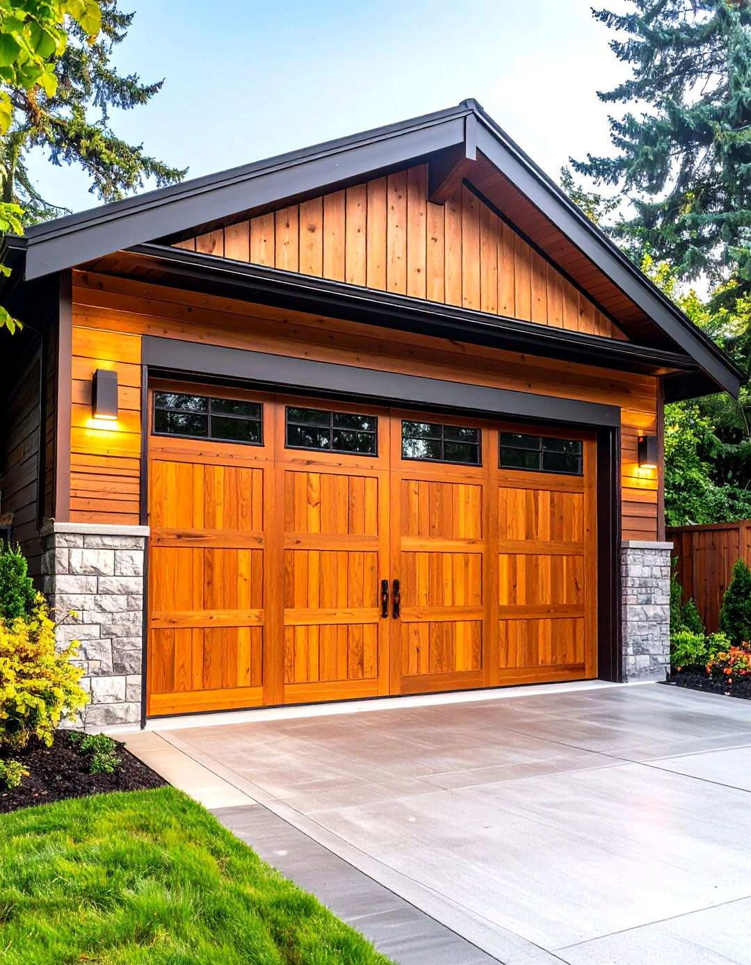 Cedar Garage Door Becomes a Sculptural Focal Point - 20 Black House With Cedar Accents