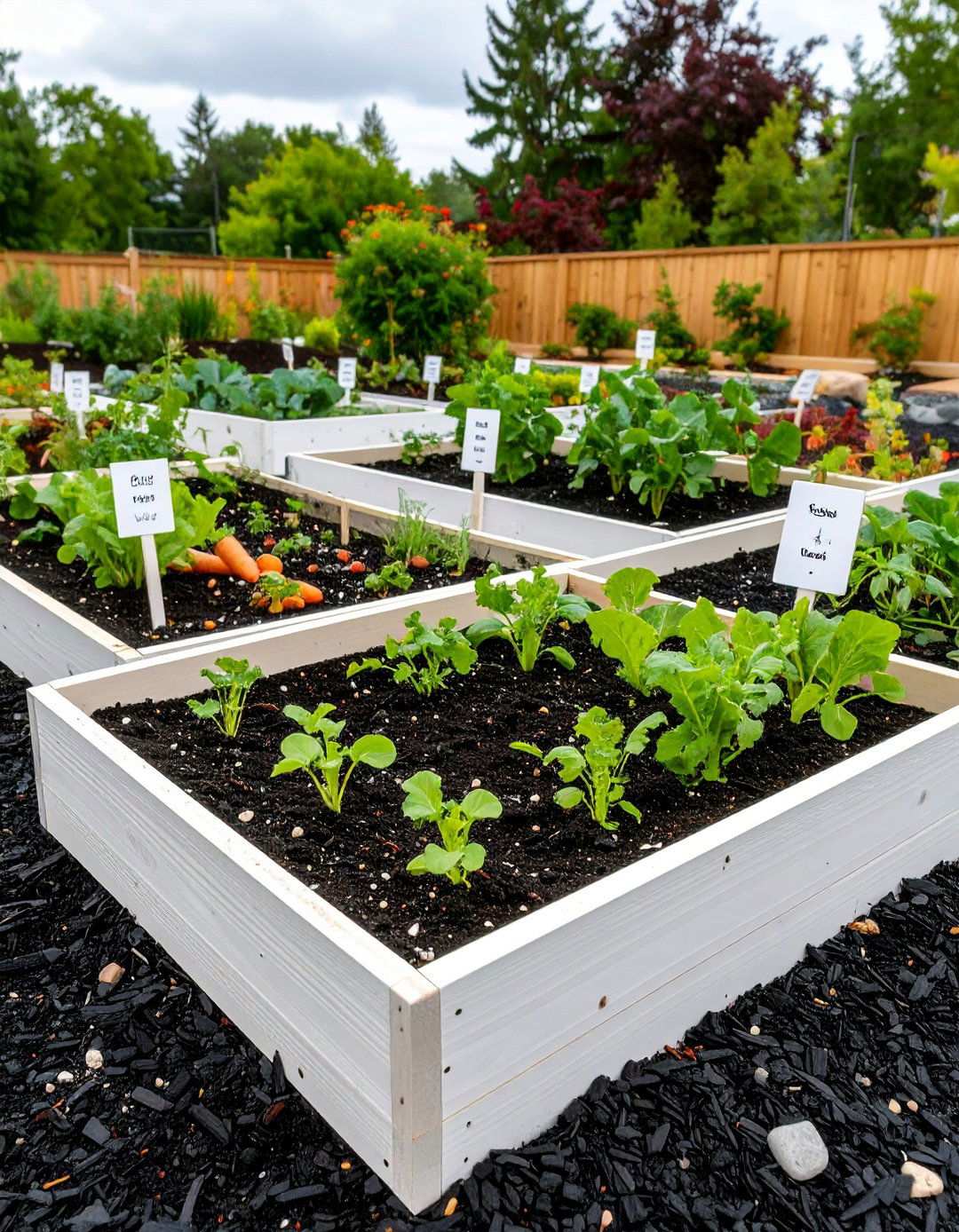 Chalkboard Theme Kids Plot Backed by Black Mulch - 20 Black Mulch Landscaping Ideas