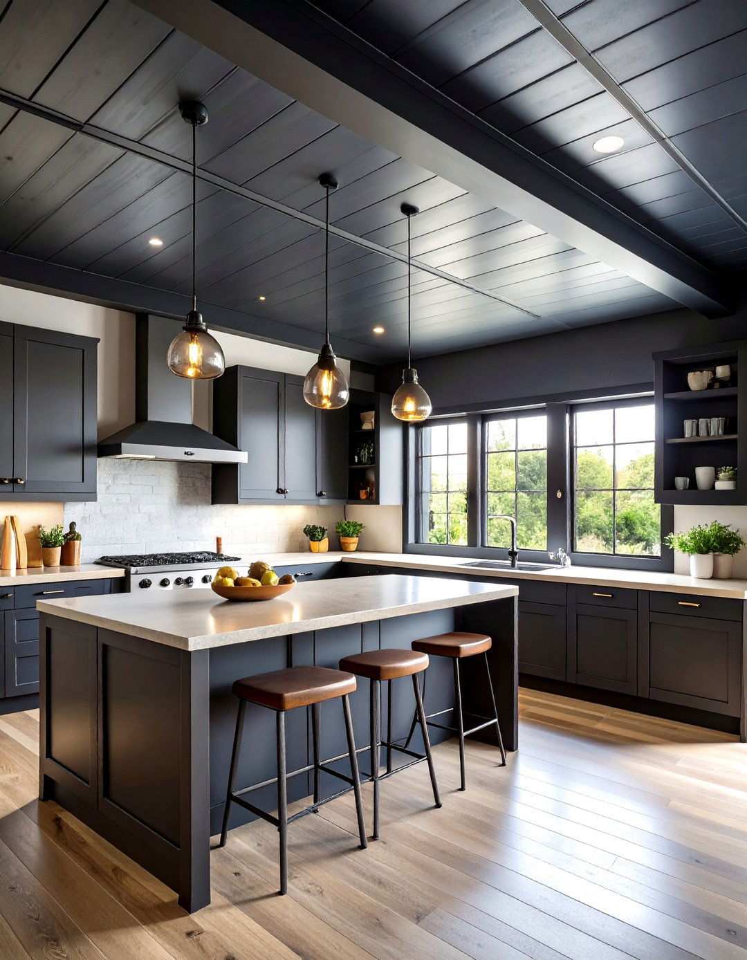 Charcoal Painted Beadboard Ceiling for Urban Drama - 20 Beadboard Ceiling Design Ideas