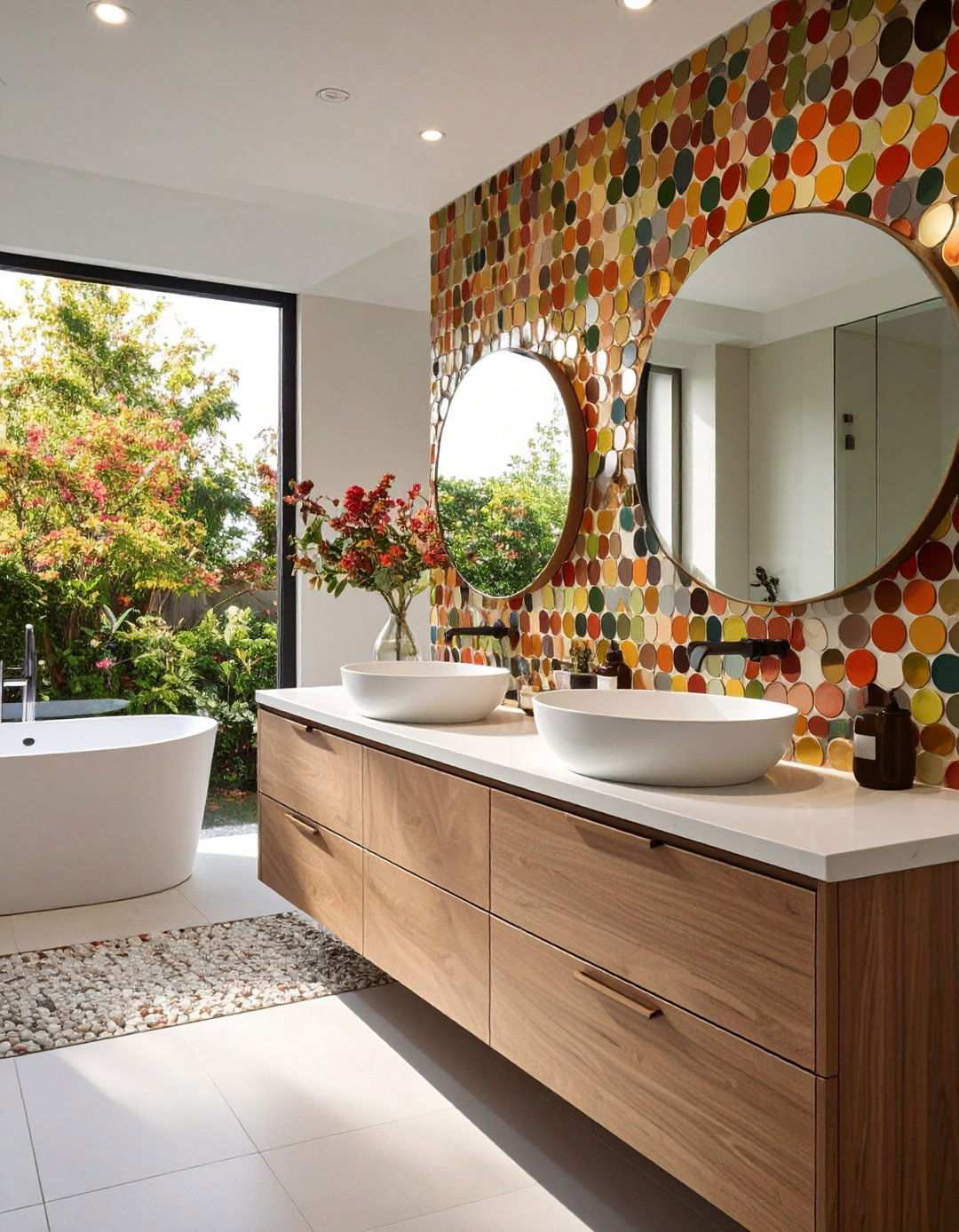 Charming Penny Tile Backsplash - 20 Bathroom Backsplash Ideas