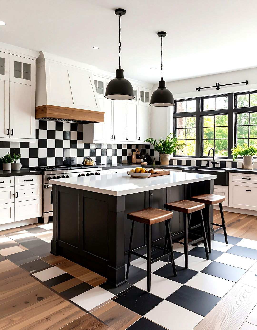 Checkerboard Black and White Kitchen Backsplash - 20 Black and White Kitchen Backsplash Ideas
