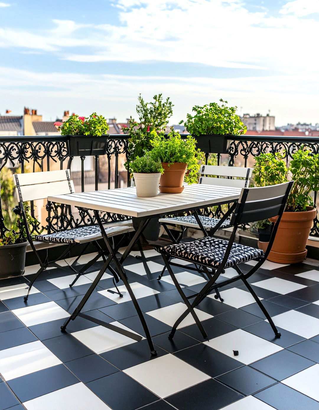 Checkerboard Pattern Balcony Tiles for Playful Style - 20 Balcony Tiles Ideas