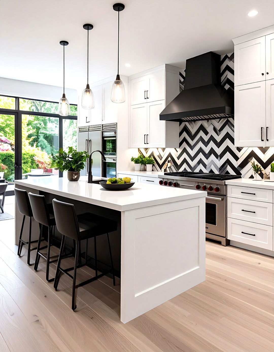 Chevron Design Black and White Kitchen Backsplash - 20 Black and White Kitchen Backsplash Ideas