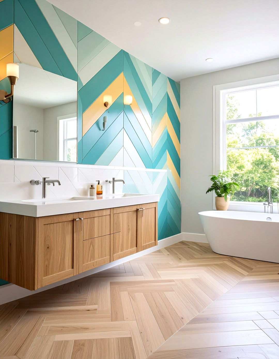 Chevron Pattern Bathroom Wainscoting - 20 Bathroom Wainscoting Ideas