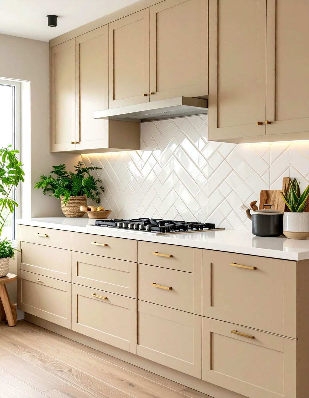 Chevron Pattern Ceramic Backsplash - 20 Backsplash Ideas for White Cabinets and Granite Countertops