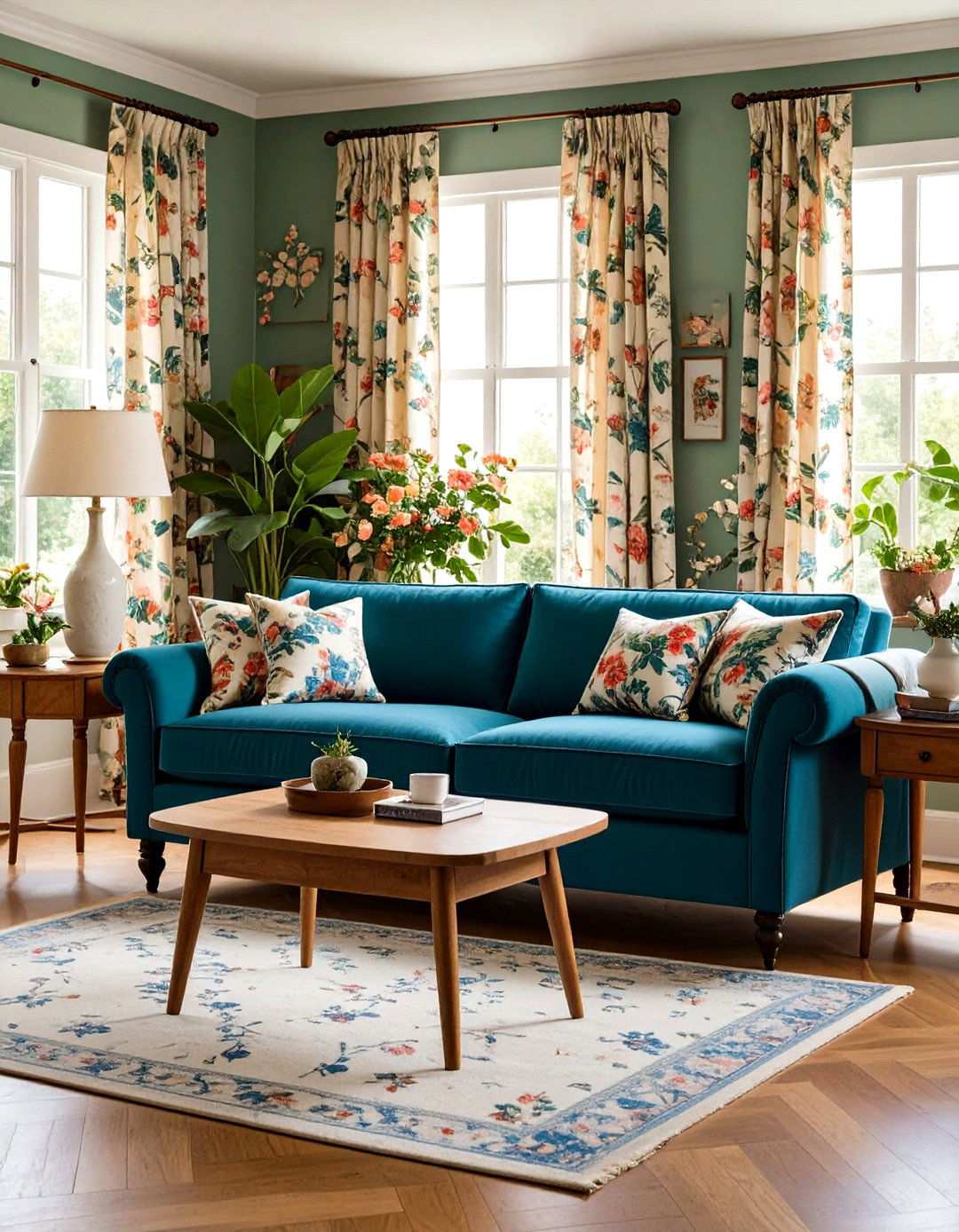 Chintz Floral Living Room with English Country Charm - 20 1980s Living Room  Ideas