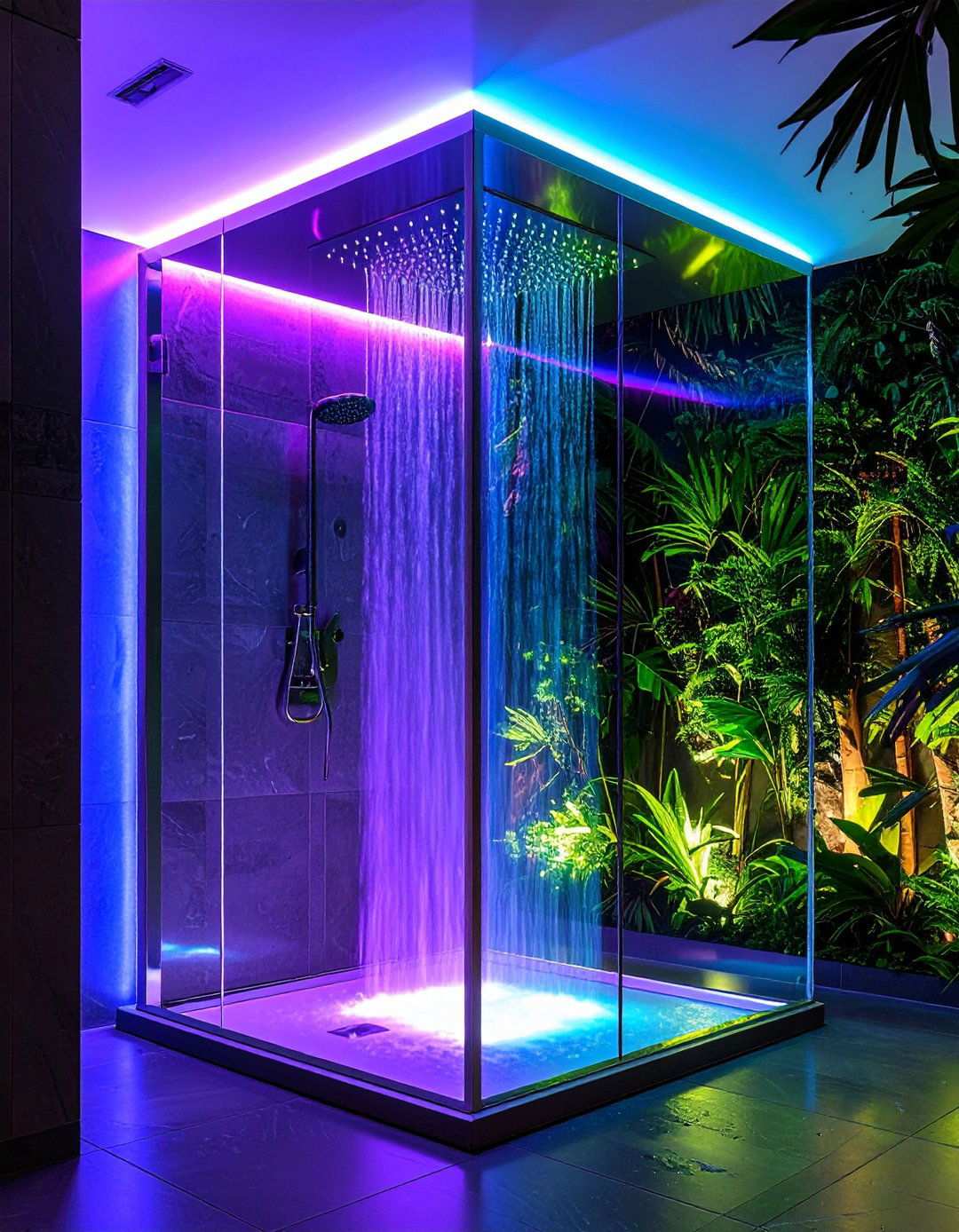 Chromatherapy LED Shower Lighting - 20 Bathroom Shower Ideas