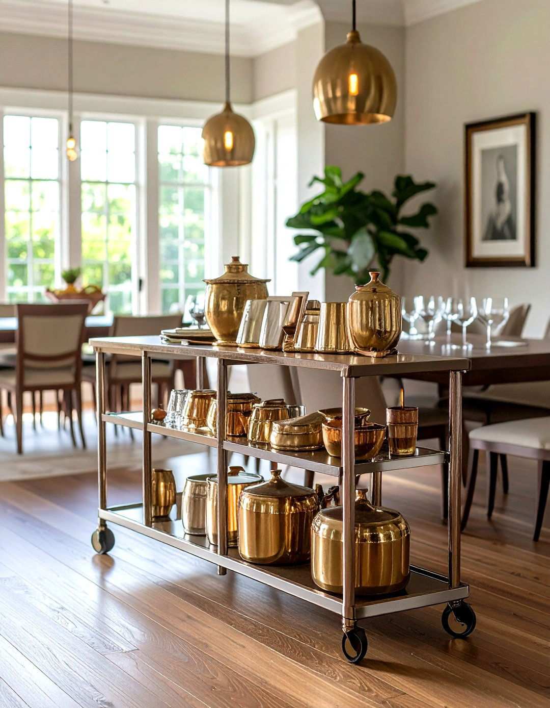 Chrome and Brass Dining Room Accents for Metallic s Glamour - 20 70s Dining Room Design Ideas