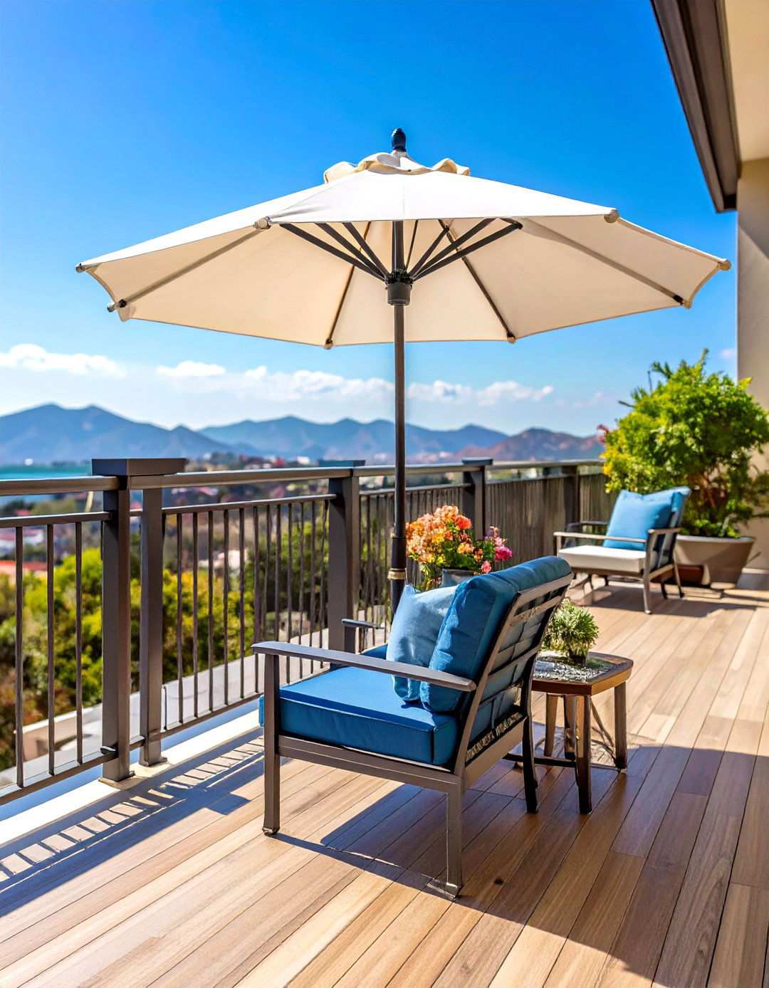 Clamp On Umbrella Holders for Railing Mounted Shade - 20 Balcony Shade Ideas