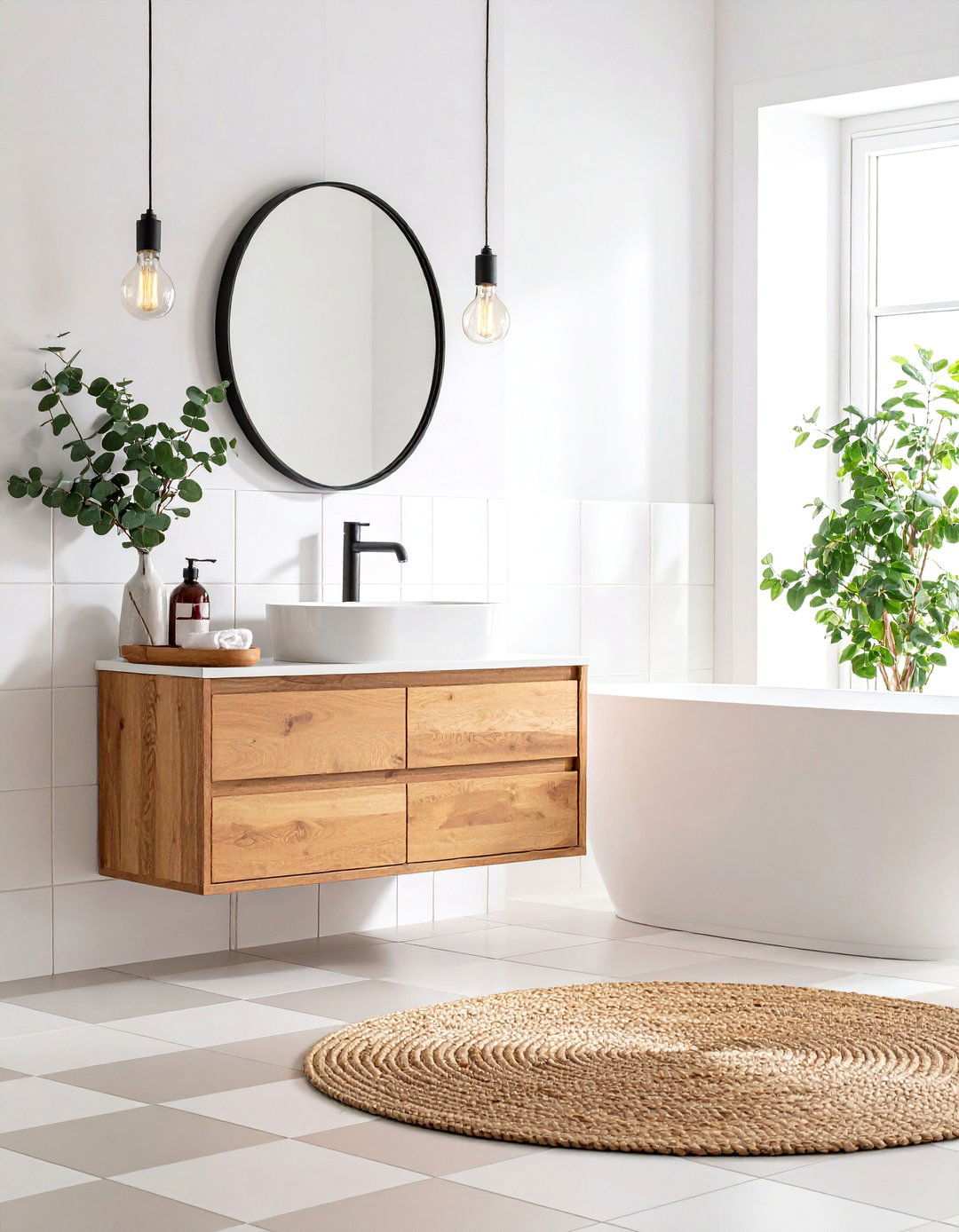 Classic Black and White Bathroom Contrast - 20 Bathroom Color Ideas