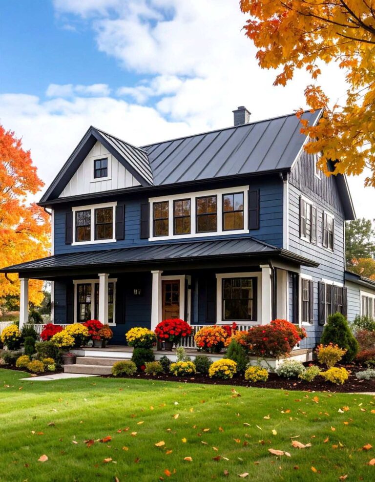 Classic Farmhouse Black and White House Exterior with Board and Batten - 20 Black and White House Exterior Ideas