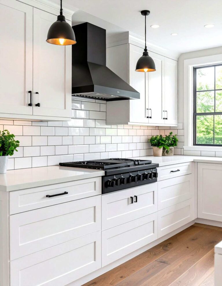 Classic White Subway Tile Backsplash - 20 Backsplash Ideas for White Cabinets and Granite Countertops
