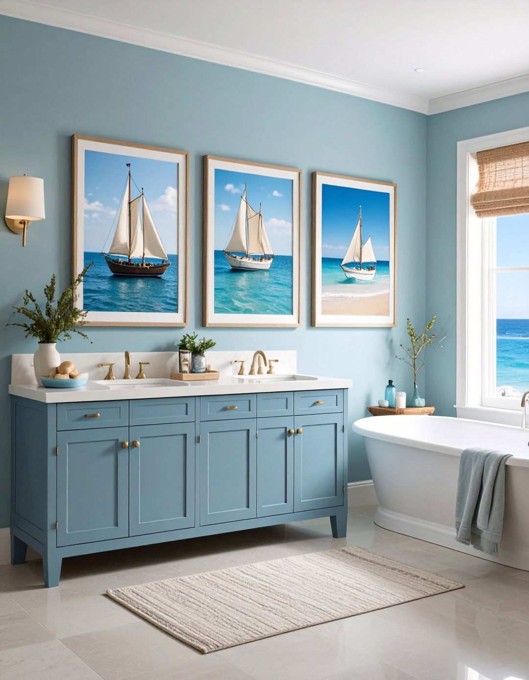 Coastal and Nautical Bathroom Art Themes - 20 Bathroom Art Ideas