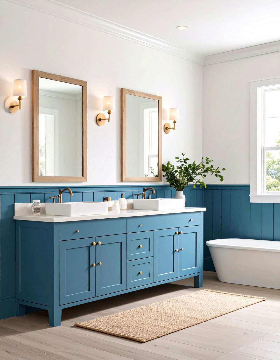 Coastal Blue Bathroom Wainscoting with Beadboard - 20 Bathroom Wainscoting Ideas
