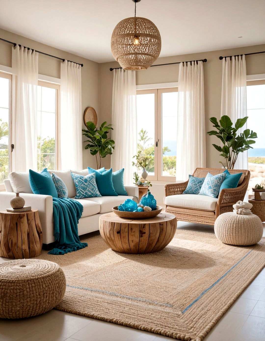 Coastal Breeze Invigorates a Beige Living Room - 20 Beige Living Room Ideas
