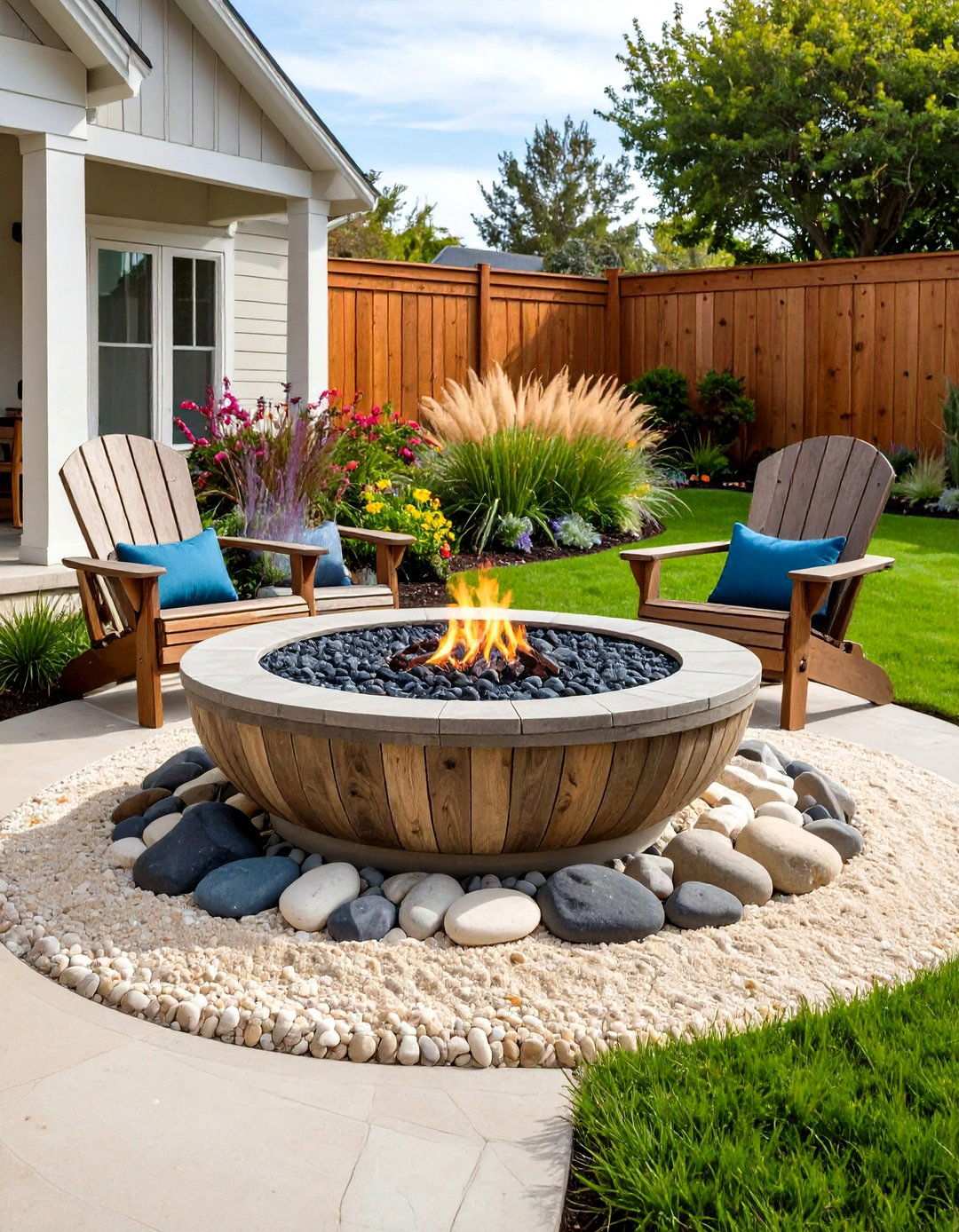 Coastal Fire Pit with Beach Inspired Elements - 20 Backyard Fire Pit Ideas Landscaping