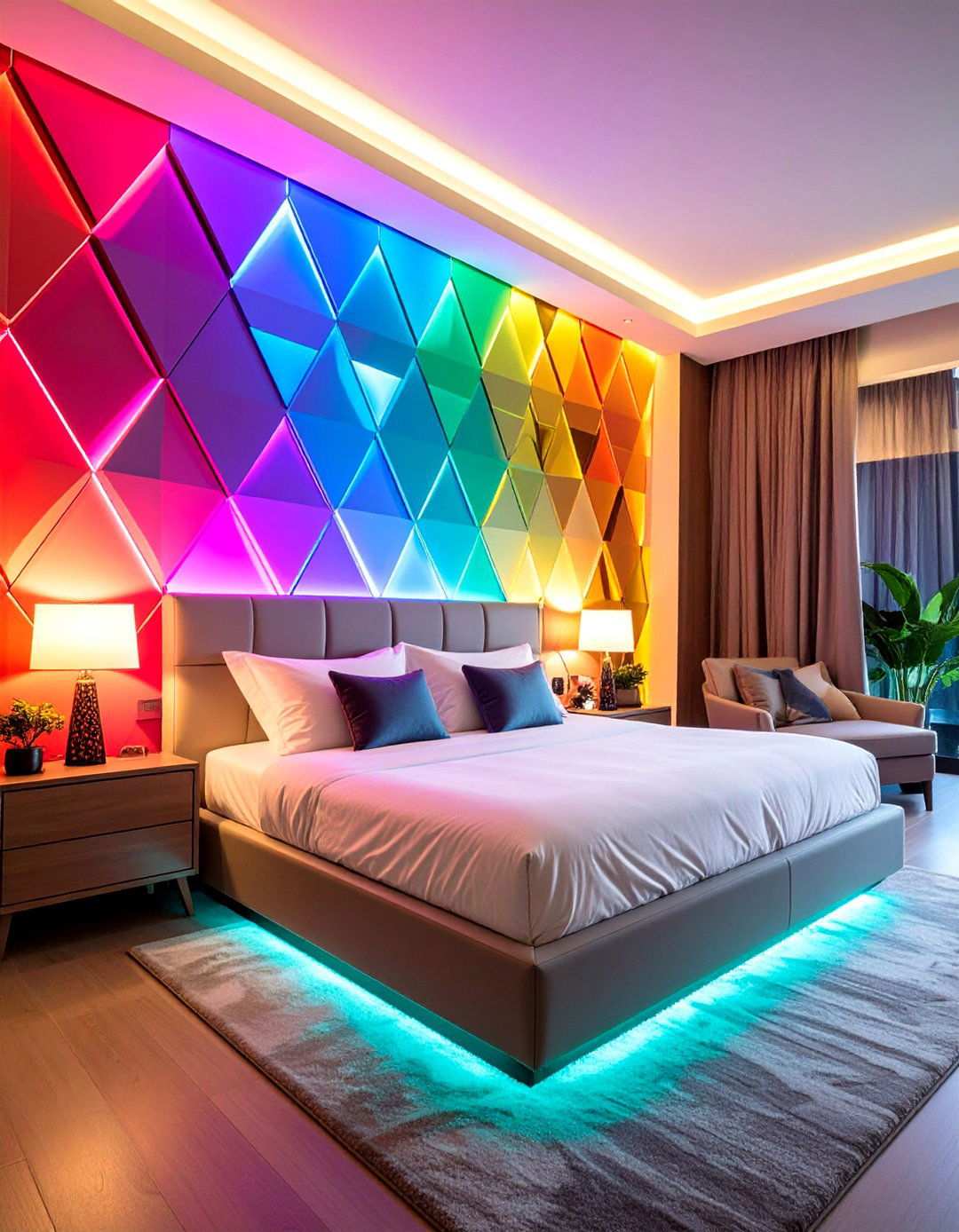 Color Changing LED Light Panels for Playful Bedroom Lighting - 20 Bedroom Lighting Ideas