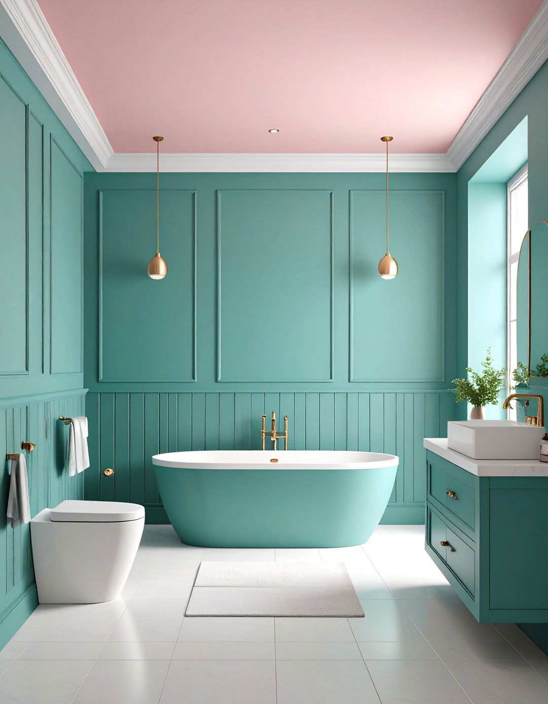 Color Drenched Bathroom Wall Paneling Reflects Hues - 20 Bathroom Wall Paneling Ideas