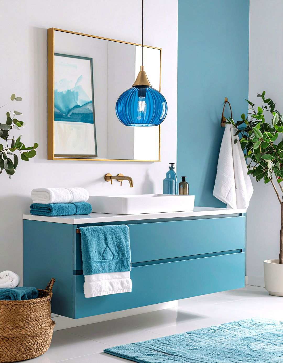 Colored Glass Bathroom Pendant Lighting as an Accent Hue - 20 Bathroom Pendant Lighting Ideas