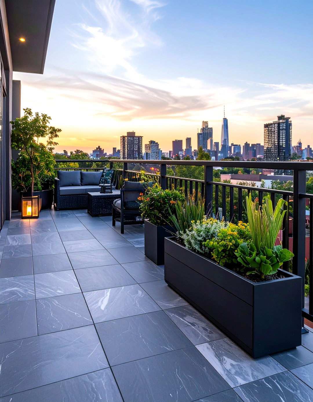 Compact Balcony Goes Charcoal - 20 Black Deck Ideas