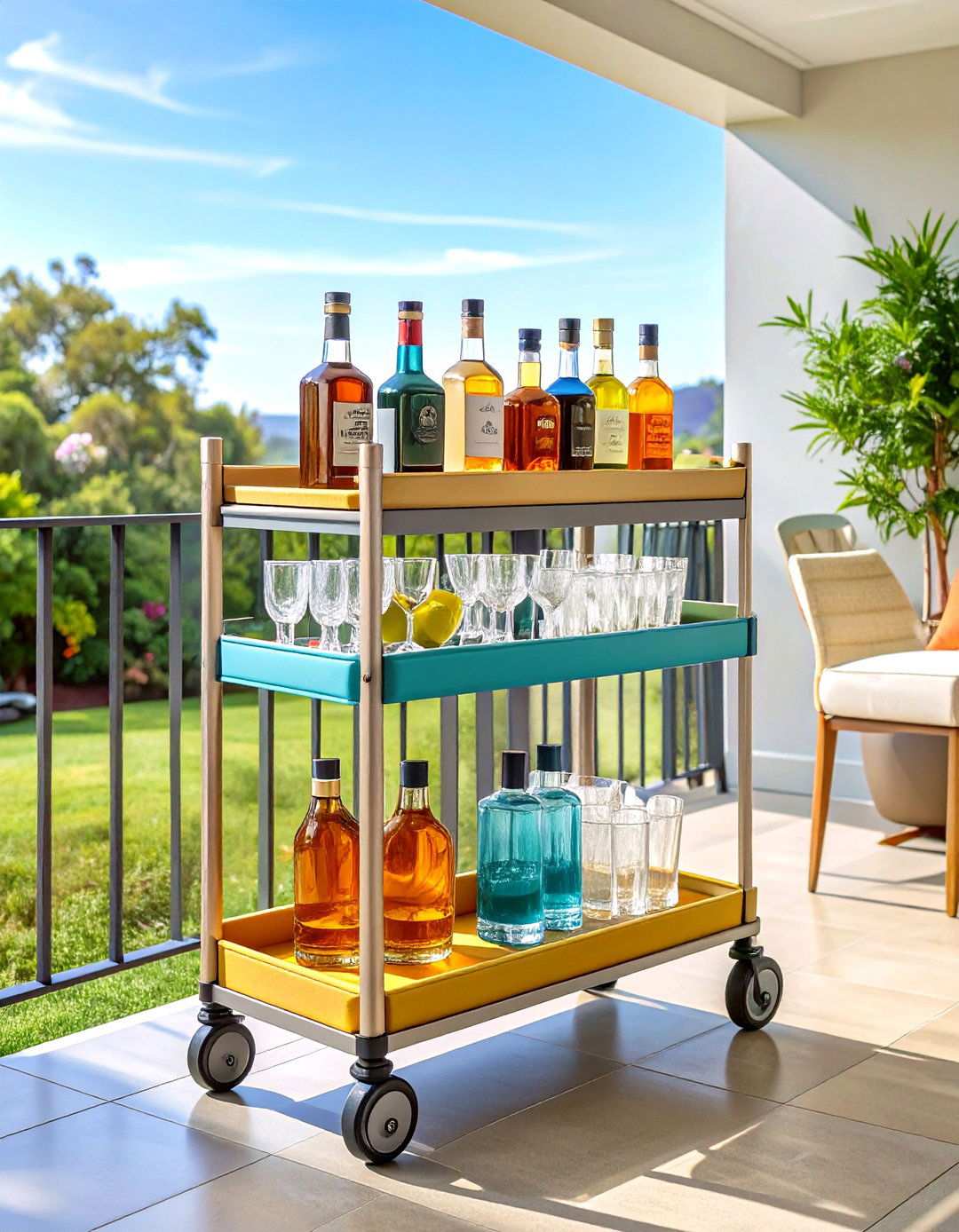 Compact Bar Cart Keeps Entertaining Agile in a Bachelor Room - 20 Bachelor Room Ideas