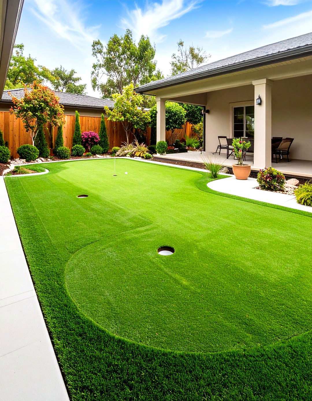 Compact Corner Putting Green Solution - 20 Backyard Putting Green Ideas