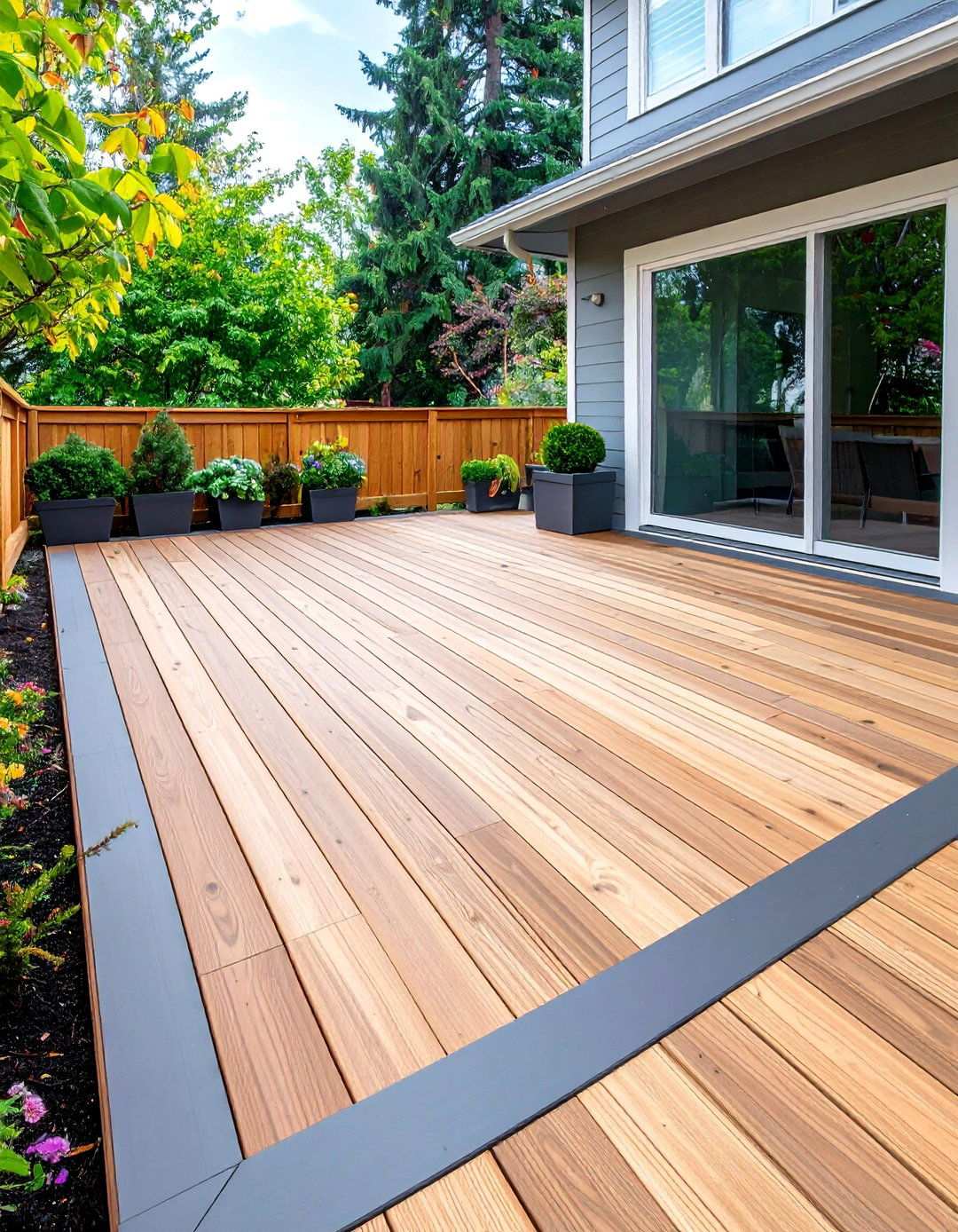 Composite Deck with Dual Tone Color Scheme - 20 Backyard Deck Ideas