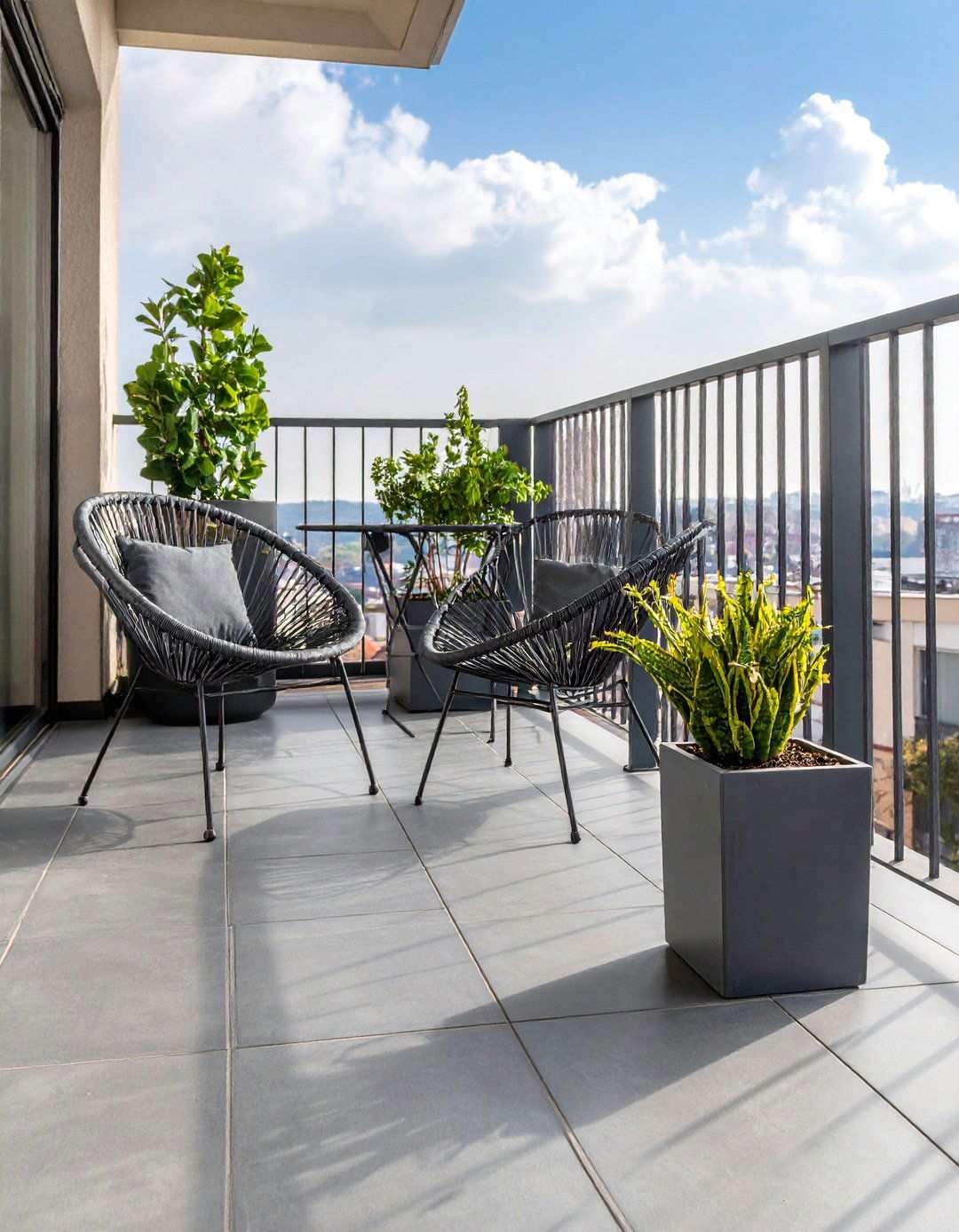 Concrete Effect Balcony Tiles for Industrial Chic - 20 Balcony Tiles Ideas